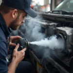 Mechanic Performing Smoke Test