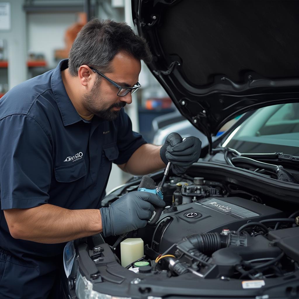 Mechanic Repairing Hyundai Fuel System