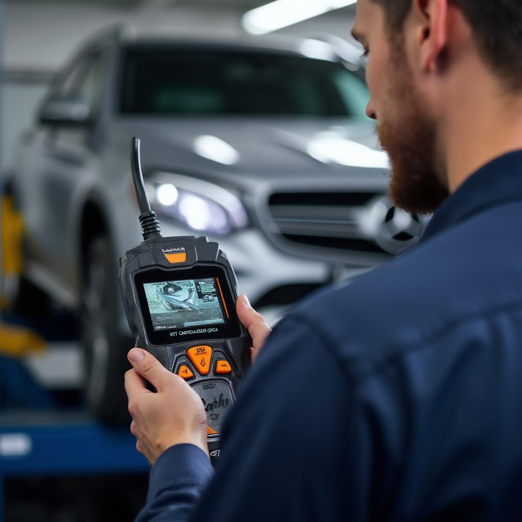 Mechanic Using a CAG OBD2 Scanner