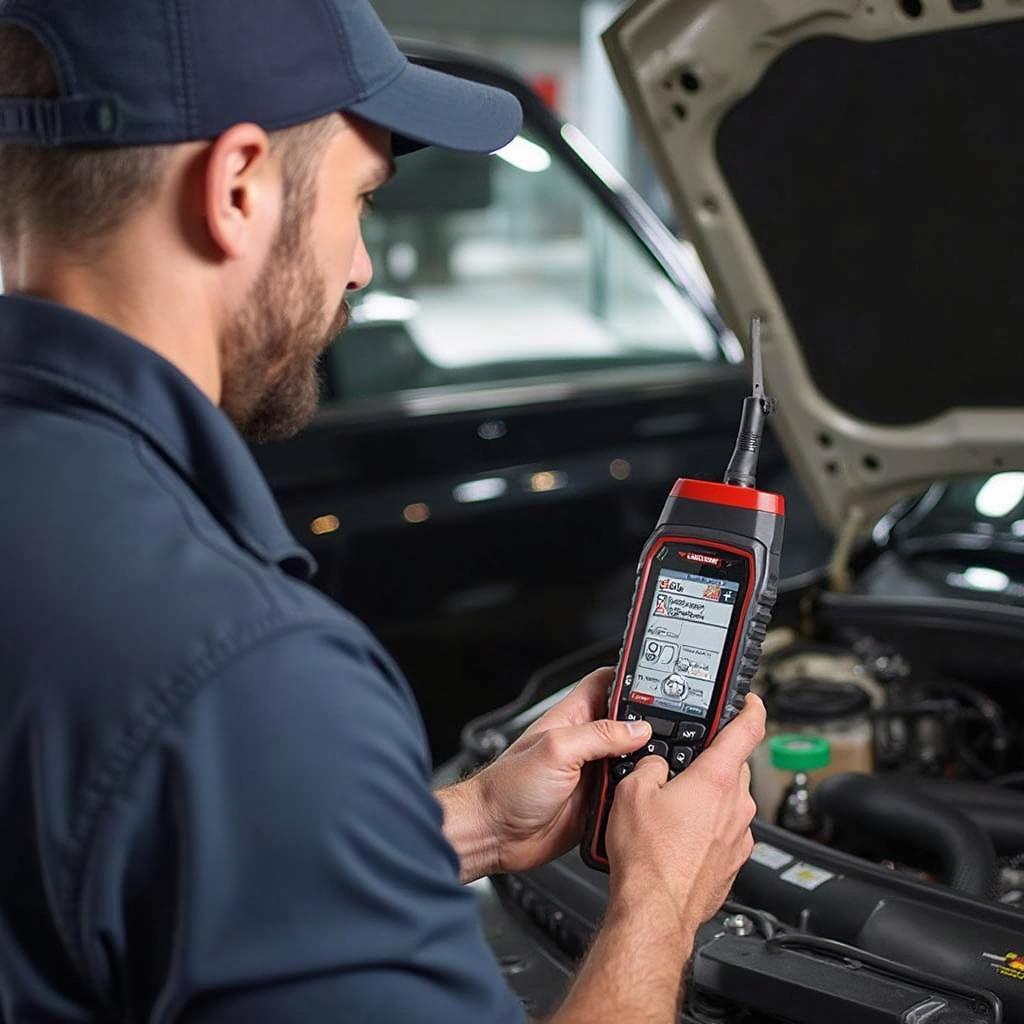 Mechanic Using Craftsman OBD2 Scanner for Car Repair