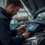 Mechanic Using Millennium OBD2 Scanner