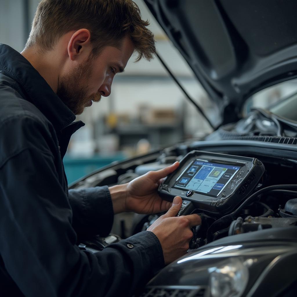 Mechanic Using Millennium OBD2 Scanner