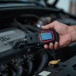 Mechanic Using OBD2 Scanner to Diagnose Car Problems