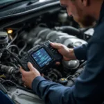 Mechanic Diagnosing shrfb2s1 Issues with OBD2 Scanner