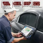 A mechanic using an Oxgord OBD2 scanner to diagnose a car problem