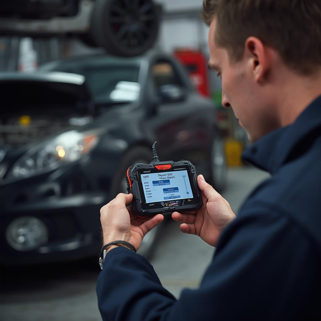 Mechanic Using Starscan OBD2 Scanner