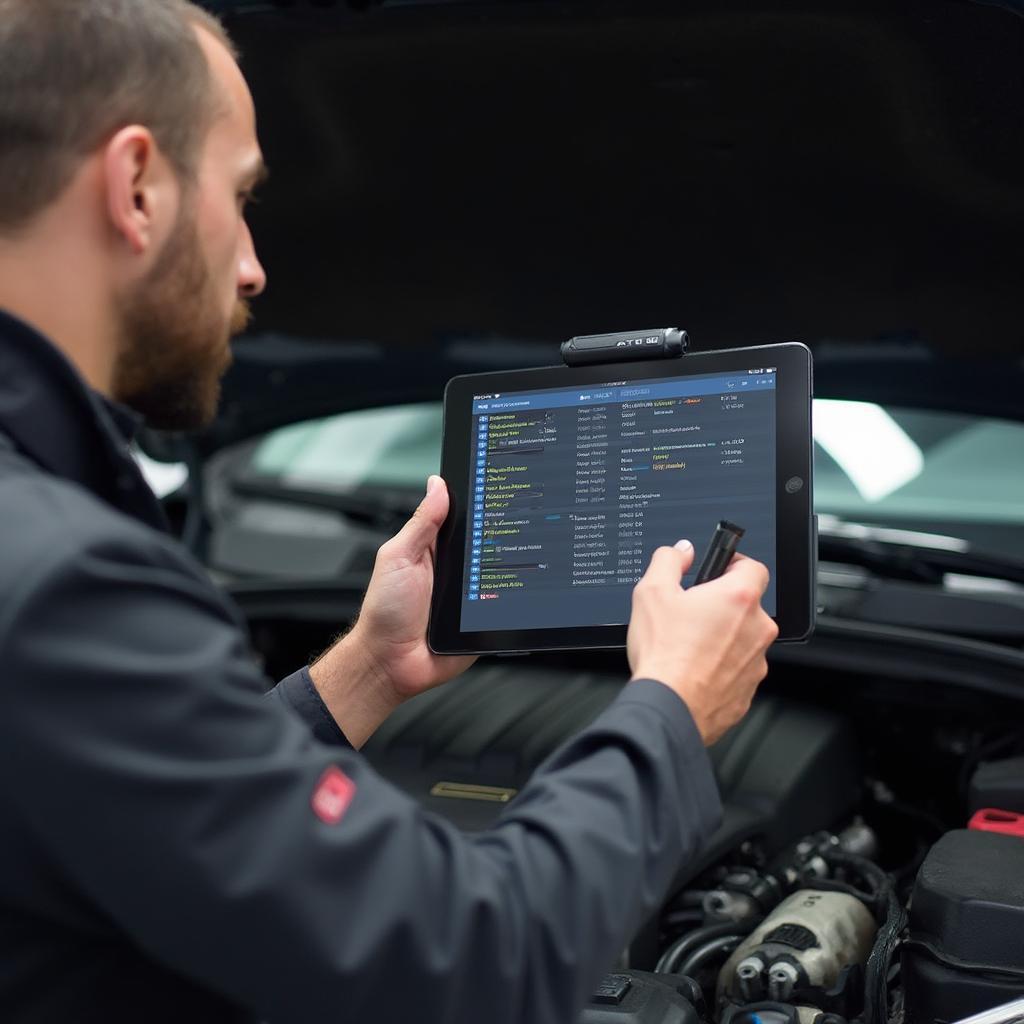 Mechanic Using Vgate iCar Pro to Diagnose Car Problem