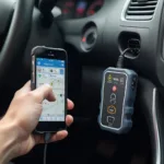 Mobile OBD2 Scanner Connected to Smartphone