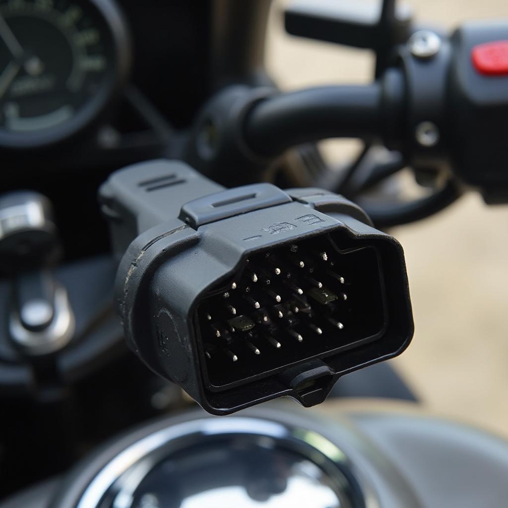 Motorcycle OBD2 Connector Closeup