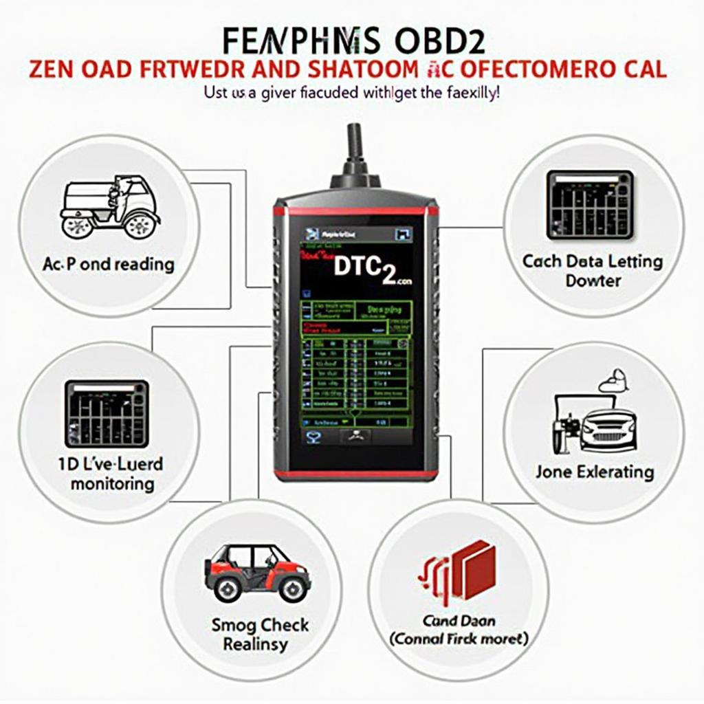 Display of key features of Nissan OBD2 software on an Android device