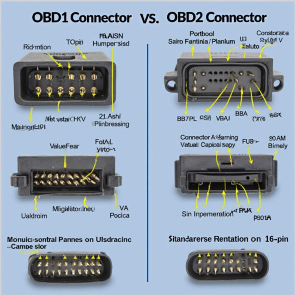 OBD1 and OBD2 Connectors Comparison