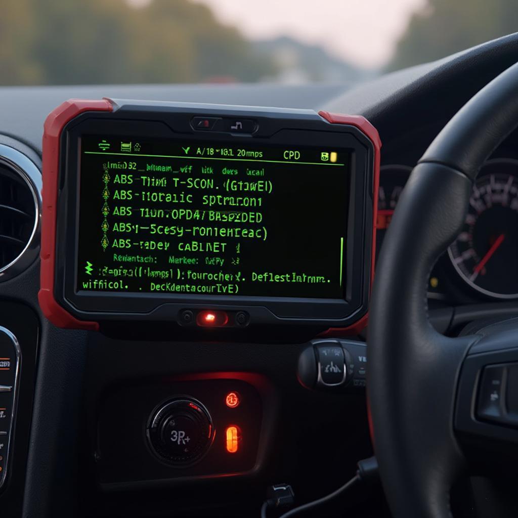 OBD2 ABS Airbag Scanner Connected to a Car