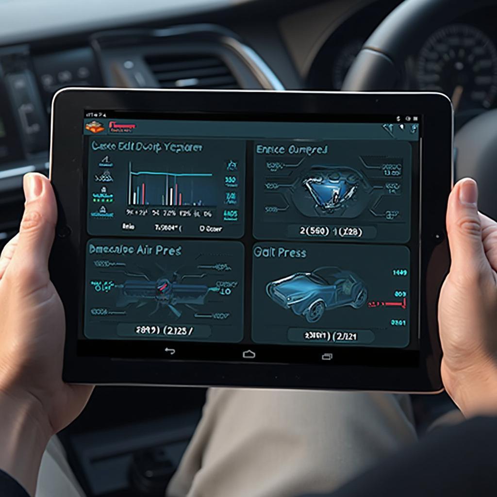 OBD2 App Displaying Diagnostic Data on a Tablet