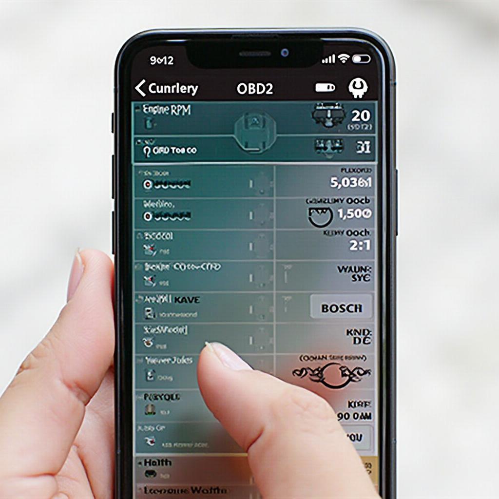 OBD2 App Displaying Vehicle Diagnostics