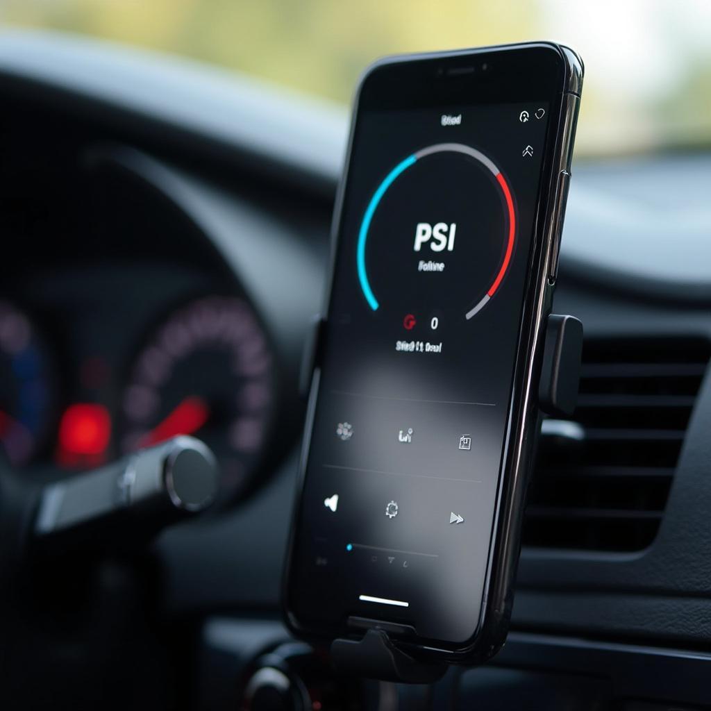 Smartphone Displaying Oil Pressure from OBD2 App