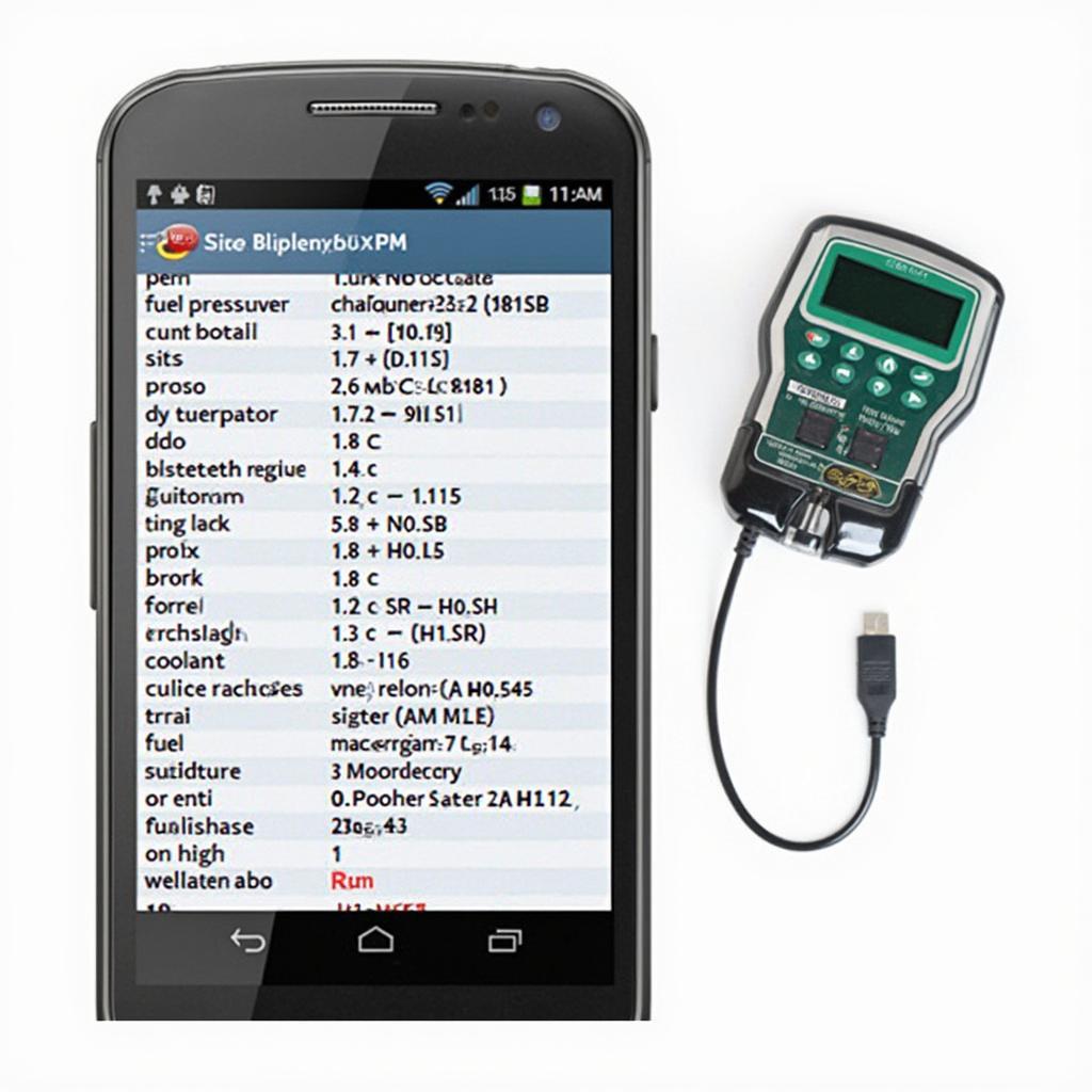 Smartphone Displaying OBD2 Diagnostic Data