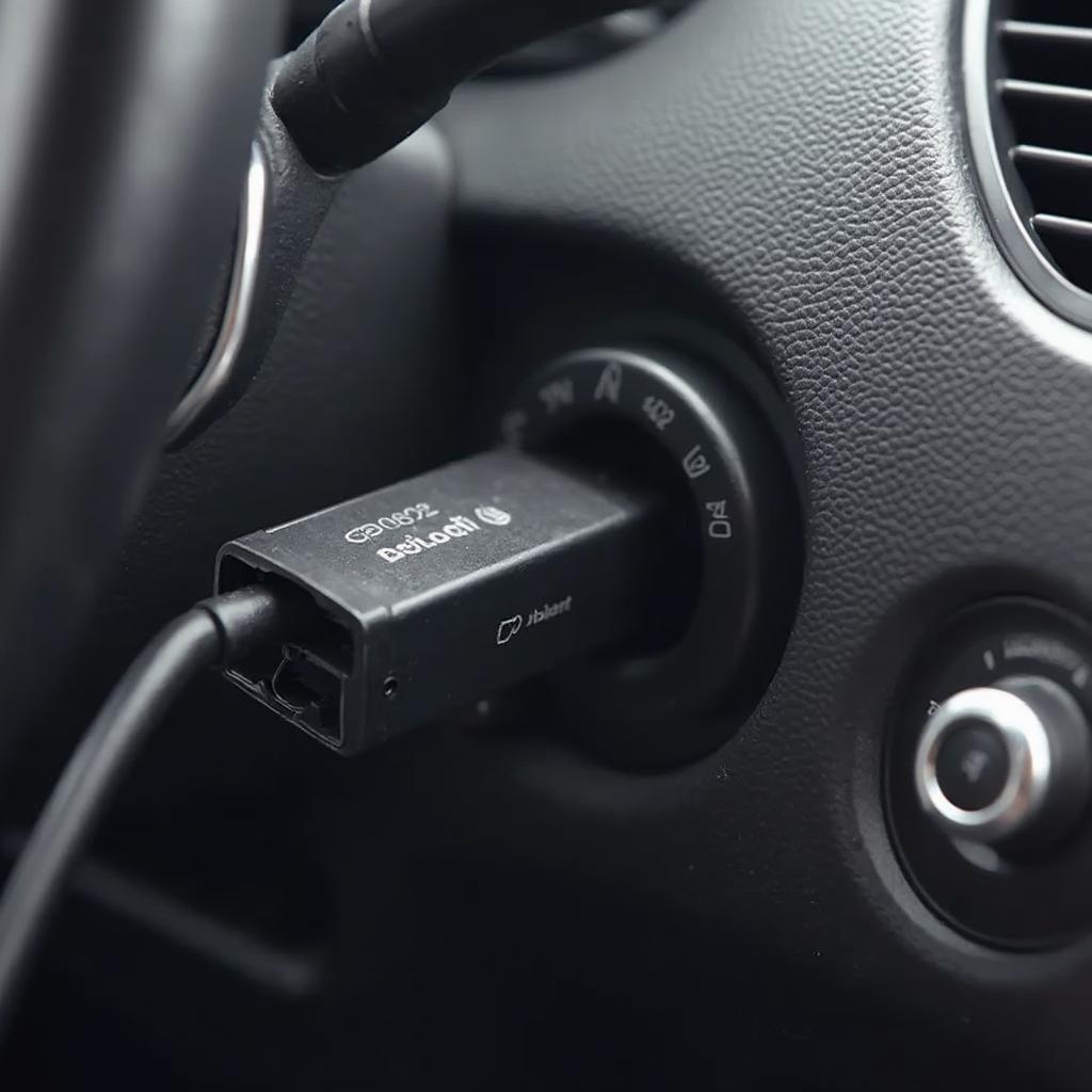 OBD2 Bluetooth Adapter Connected to a Car's OBD2 Port