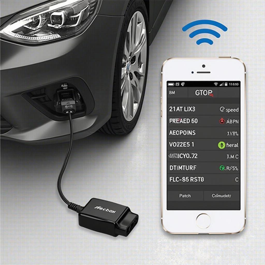 OBD2 Bluetooth Adapter Connected to iPhone via App