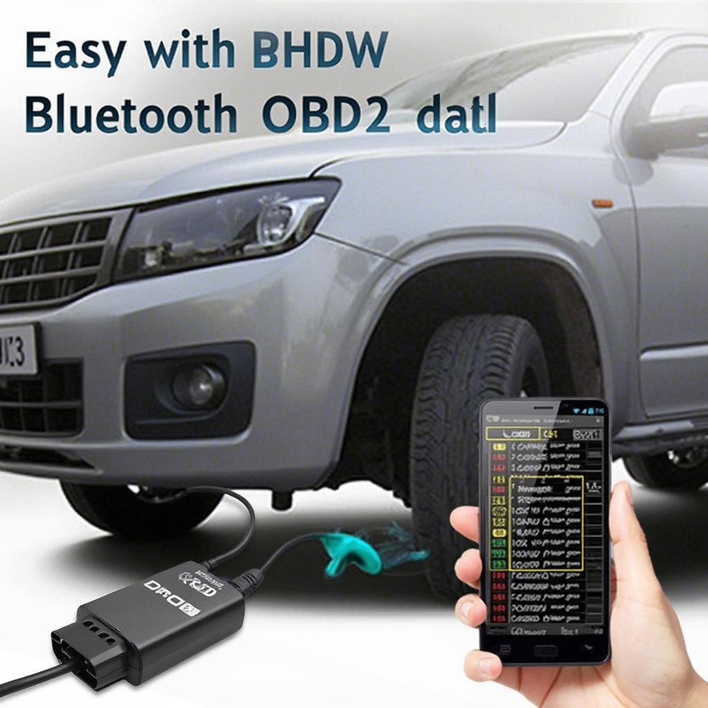 OBD2 Bluetooth Adapter Connected to Smartphone