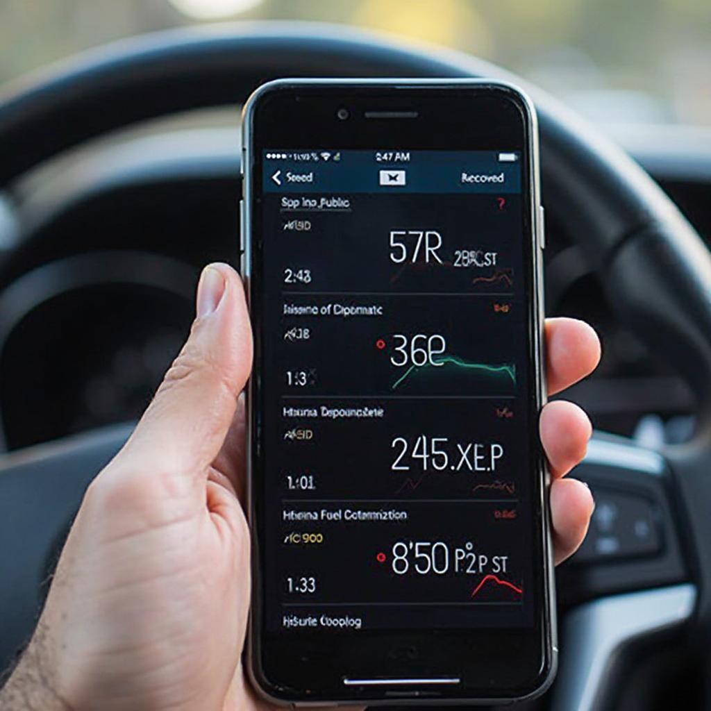 OBD2 Bluetooth Display Showing Engine Data