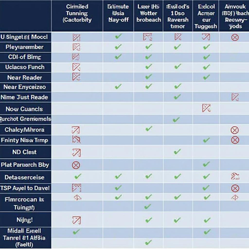 Comparison chart of different OBD2 Bluetooth tuner apps