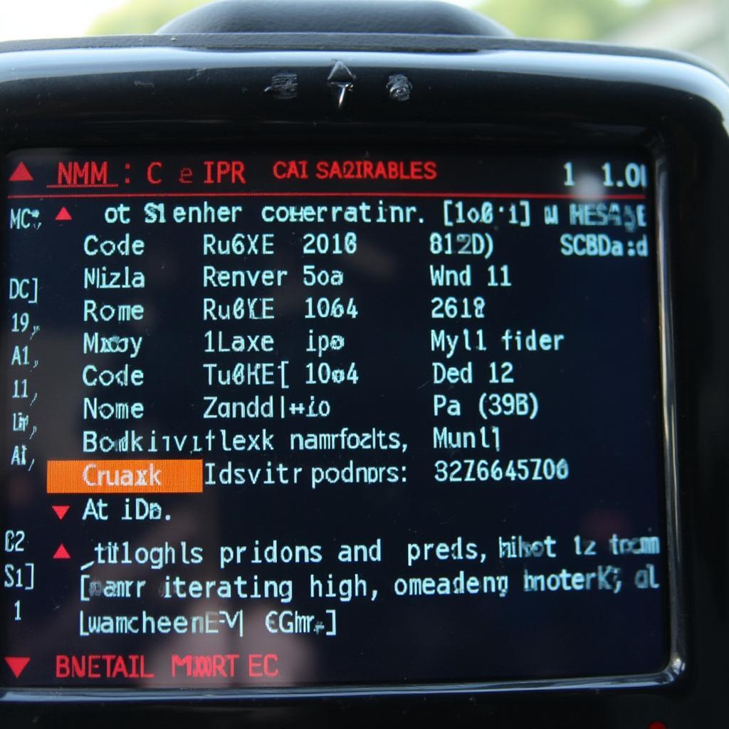 OBD2 Code Reader Displaying Diagnostic Trouble Codes