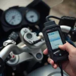 OBD2 Code Reader Displaying Error Codes on a BMW GS 1200