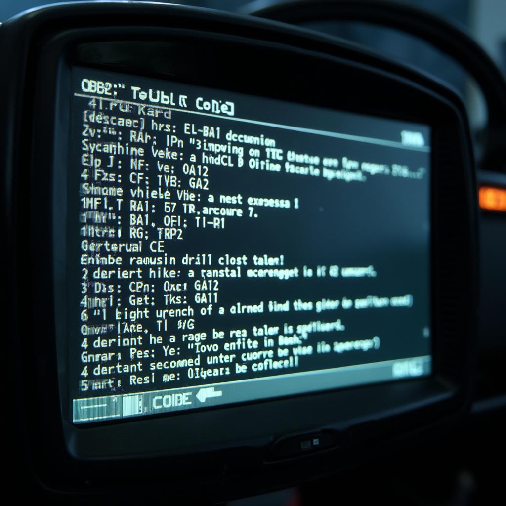 OBD2 Codes Displayed on a Scanner