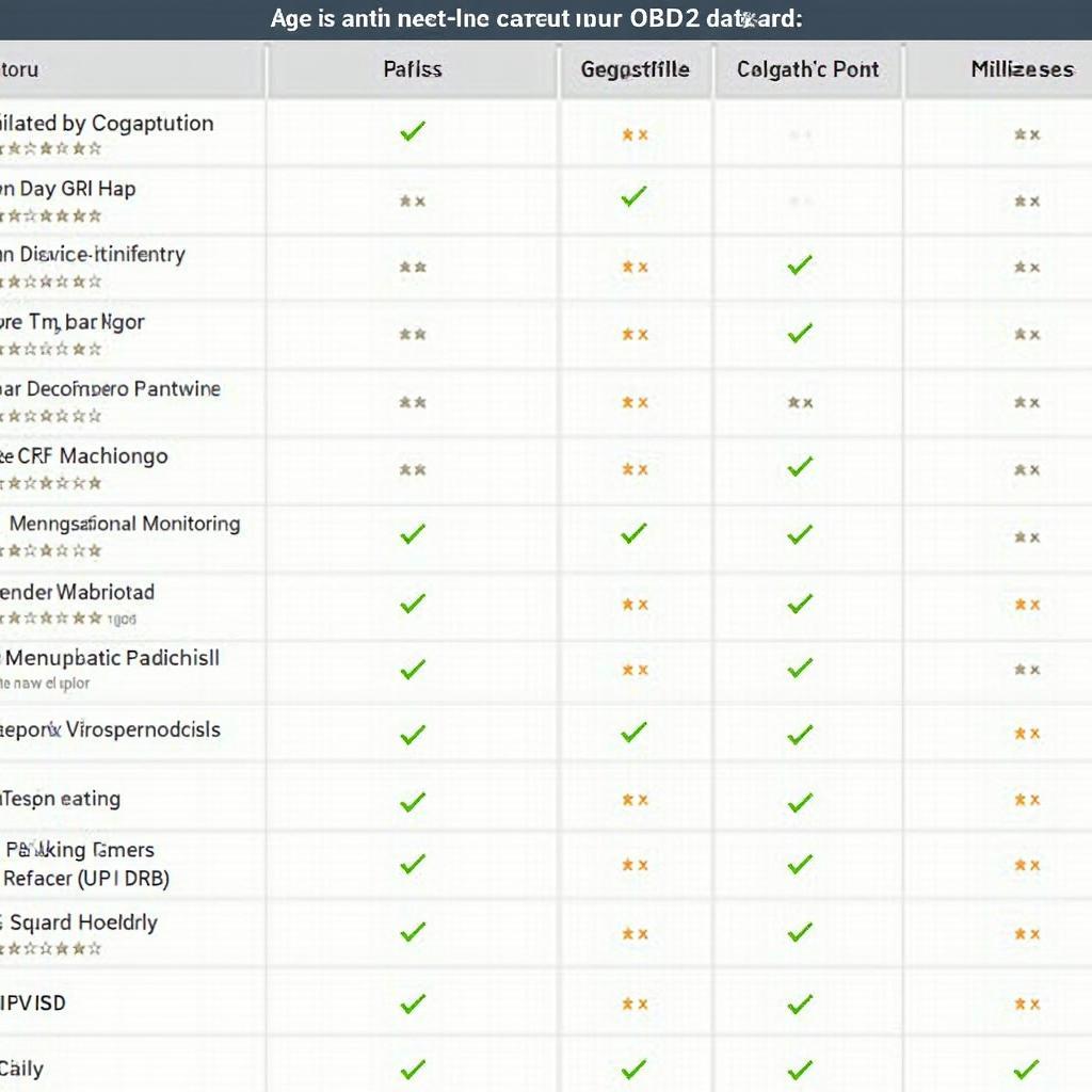 Comparison table of different OBD2 data logger apps highlighting key features and pricing.