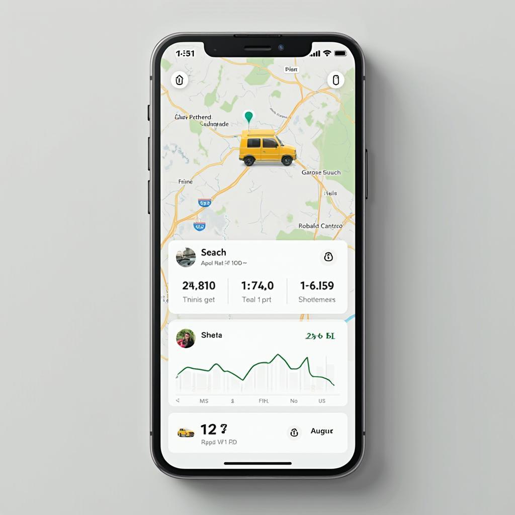 Smartphone App Interface Showing Real-time Vehicle Location and Data