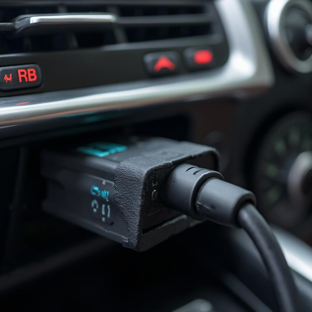 OBD2 Interface Connected to a Car's Diagnostic Port