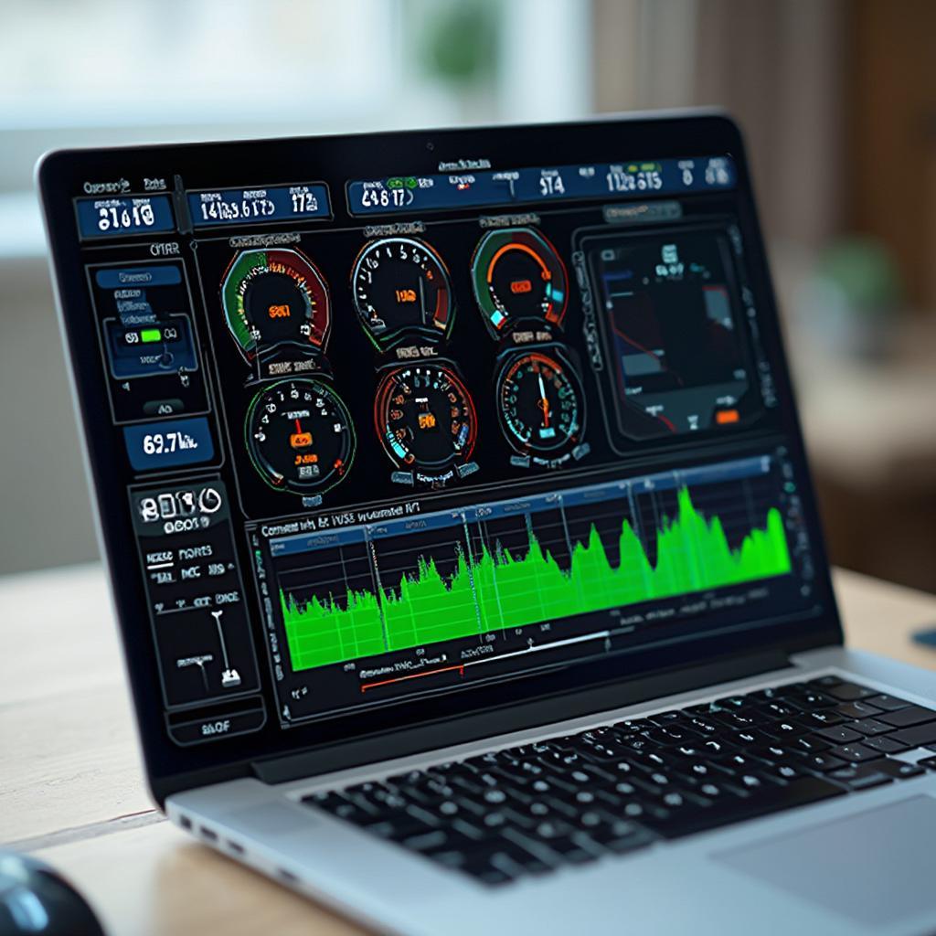OBD2 PC scan tool software interface on a laptop screen.