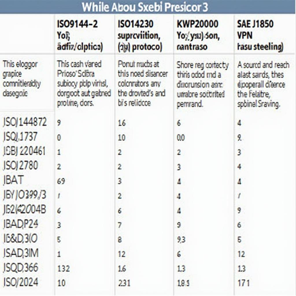 OBD2 Protocols Chart