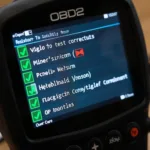 OBD2 Scanner Displaying Component Test Results