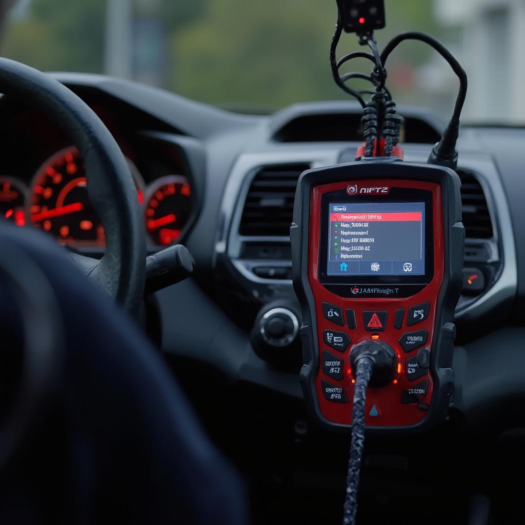 OBD2 Scanner Connected to a Honda Fit