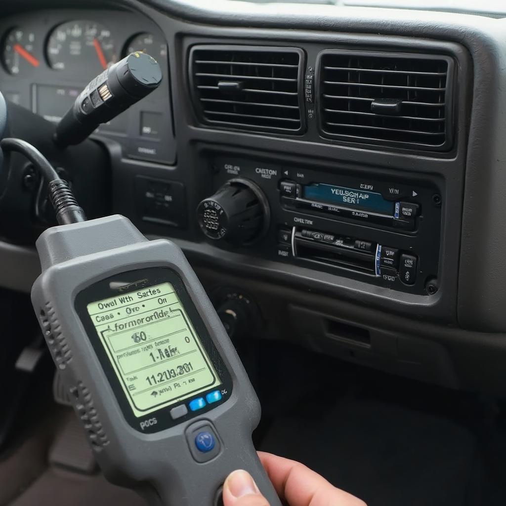 OBD2 Scanner connected to 1995 Ford F250