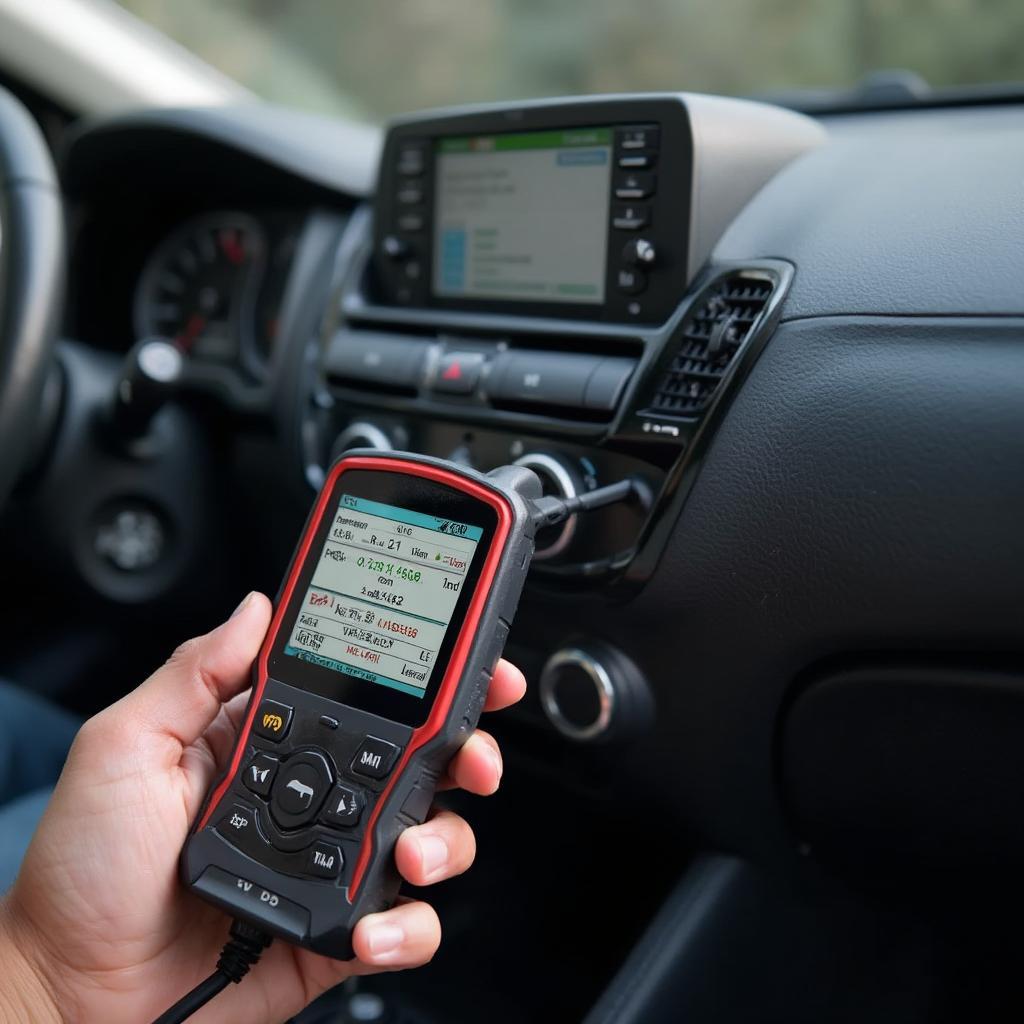 OBD2 Scanner Connected to Car