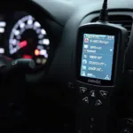 OBD2 Scanner Connected to Car's Diagnostic Port