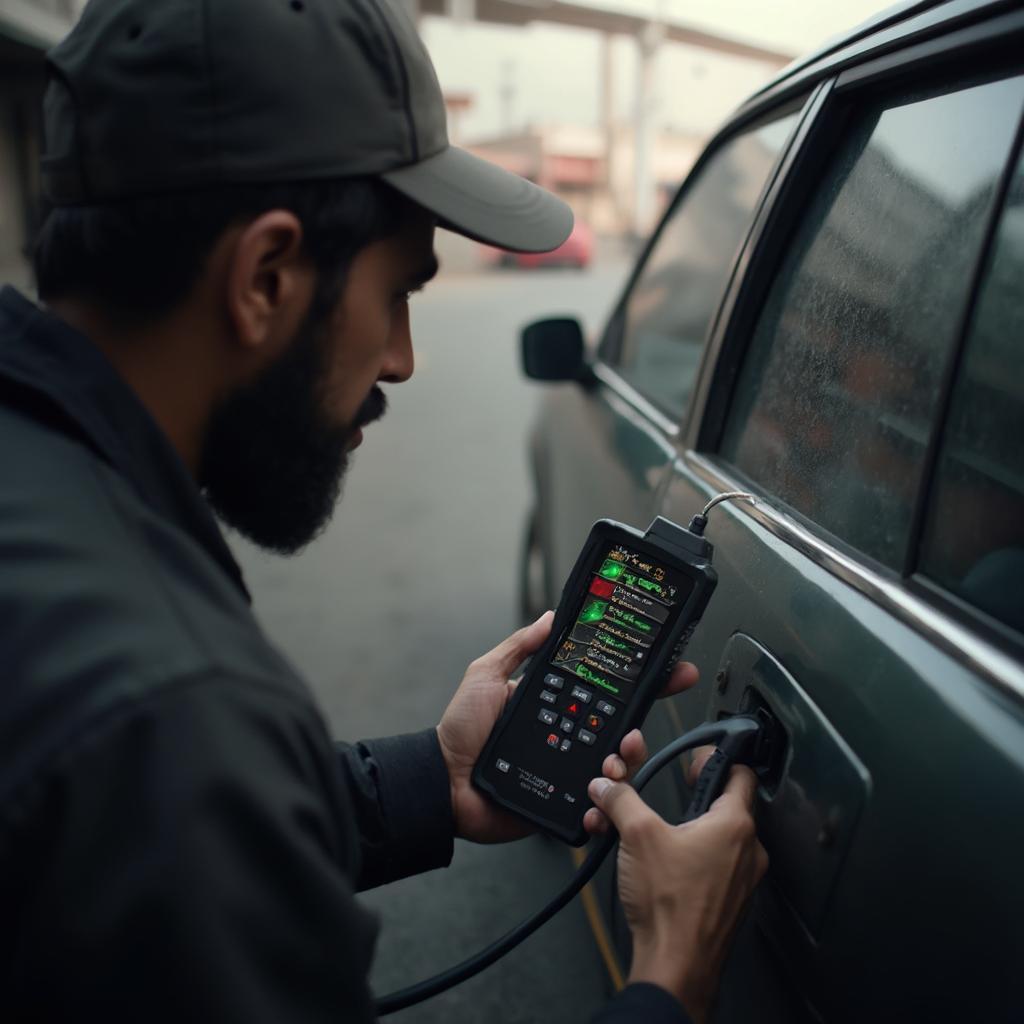 OBD2 Scanner Connected to a Car in Pakistan