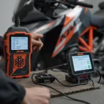 OBD2 Scanner Connected to KTM Motorcycle