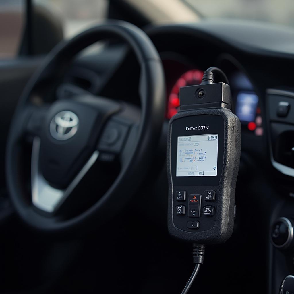 OBD2 Scanner Connected to a Toyota Corolla