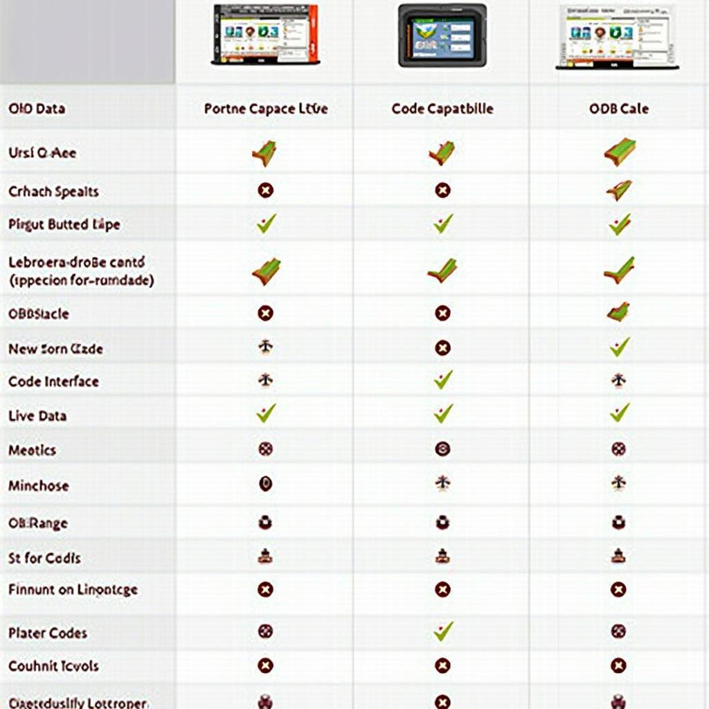 OBD2 Scanner Features Comparison Chart