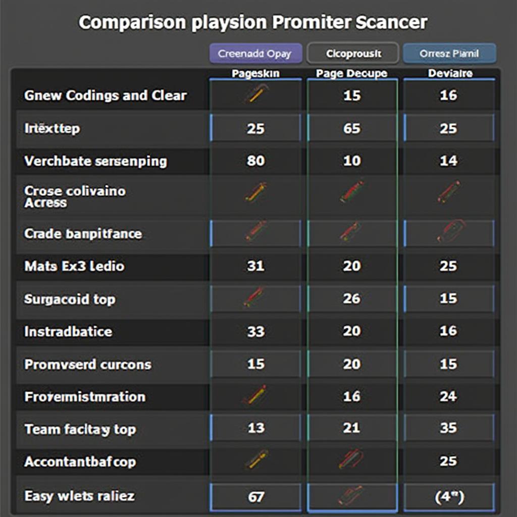 OBD2 Scanner Features Comparison Chart