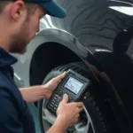 Mechanic Using an OBD2 Scanner