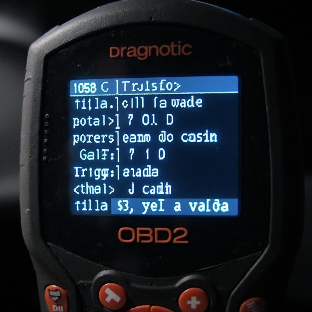 OBD2 Scanner Displaying Diagnostic Trouble Codes