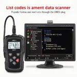 OBD2 Scanner Displaying Diagnostic Trouble Codes