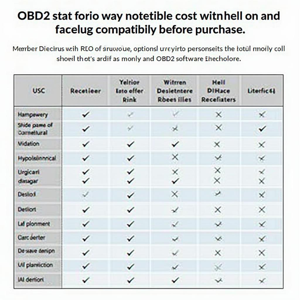 OBD2 Software Compatibility Chart