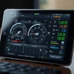 OBD2 software interface displayed on a tablet