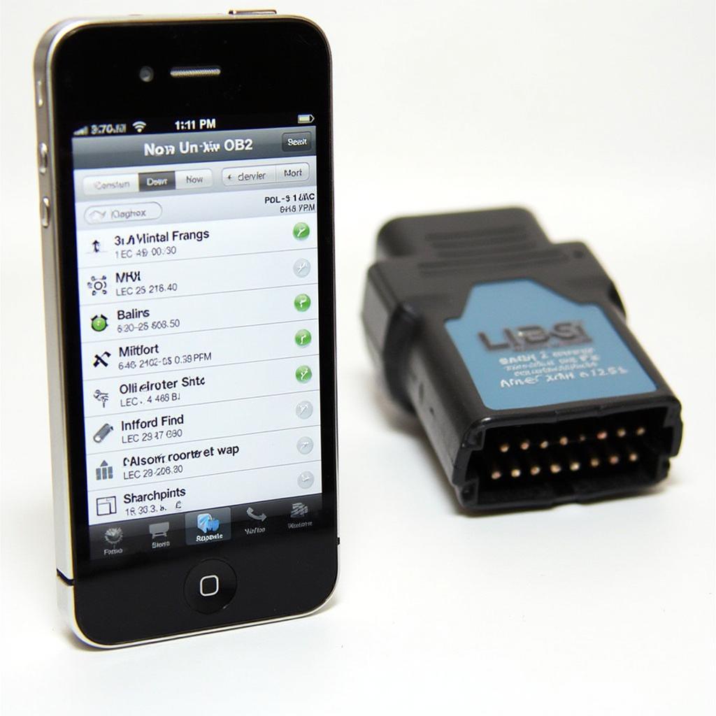 OBD2 Software Interface Displaying Real-time Data on a Smartphone