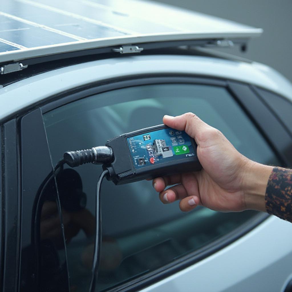 OBD2 Scanner Connected to a Solar-Powered Car